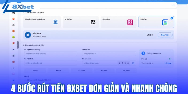 4 bước rút tiền 8XBET đơn giản và nhanh chóng